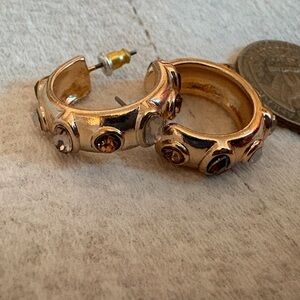 Gold Ring with Clear and Brown Stones